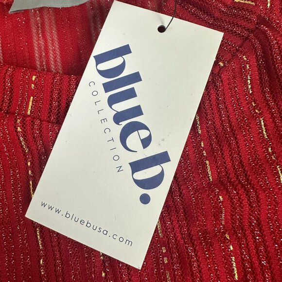 Red & Gold Star Striped Womens Long Sleeve Top By Blue B Size L - Picture 5 of 6